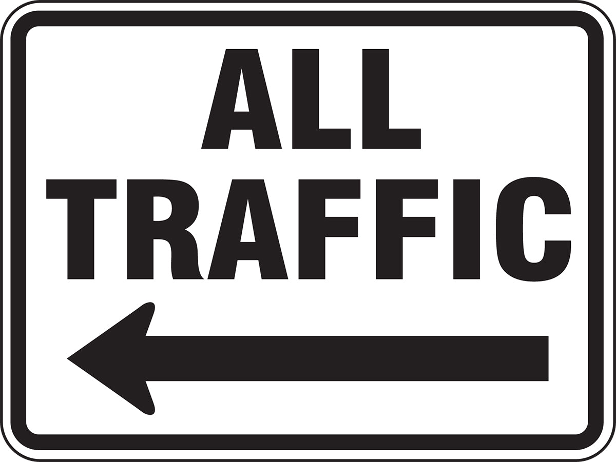 Accuform® 18" X 24" Black And White Engineer Grade Reflective Aluminum Traffic Signs "ALL TRAFFIC"