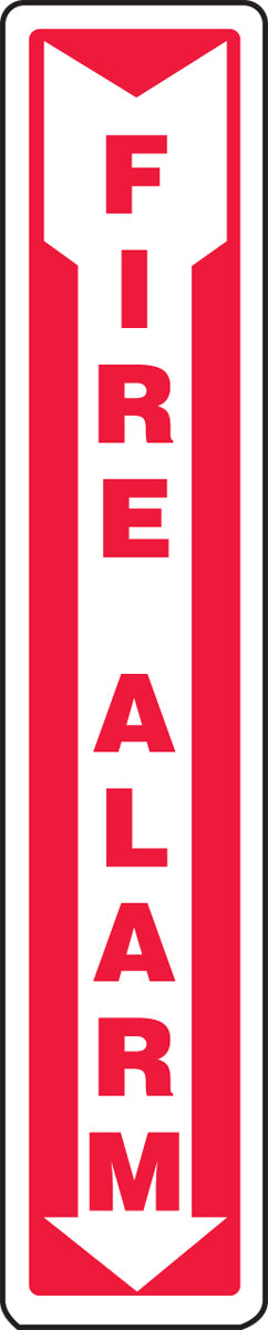 Accuform® 18" X 4" White And Red Adhesive Vinyl Safety Signs "FIRE ALARM"