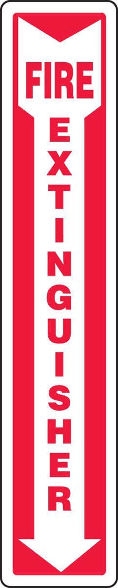 Accuform® 12" X 4" White And Red Plastic Safety Signs "FIRE EXTINGUISHER"