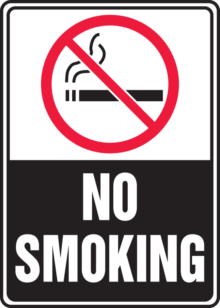 Accuform® 10" X 7" Red, Black And White Adhesive Dura-Vinyl™ Safety Signs "NO SMOKING"
