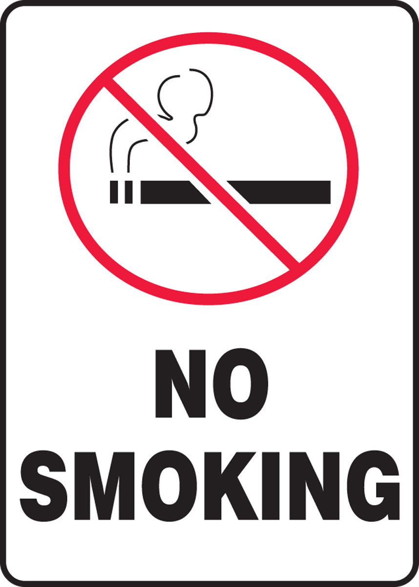 Accuform® 10" X 7" Red, Black And White Adhesive Vinyl Safety Signs "NO SMOKING"