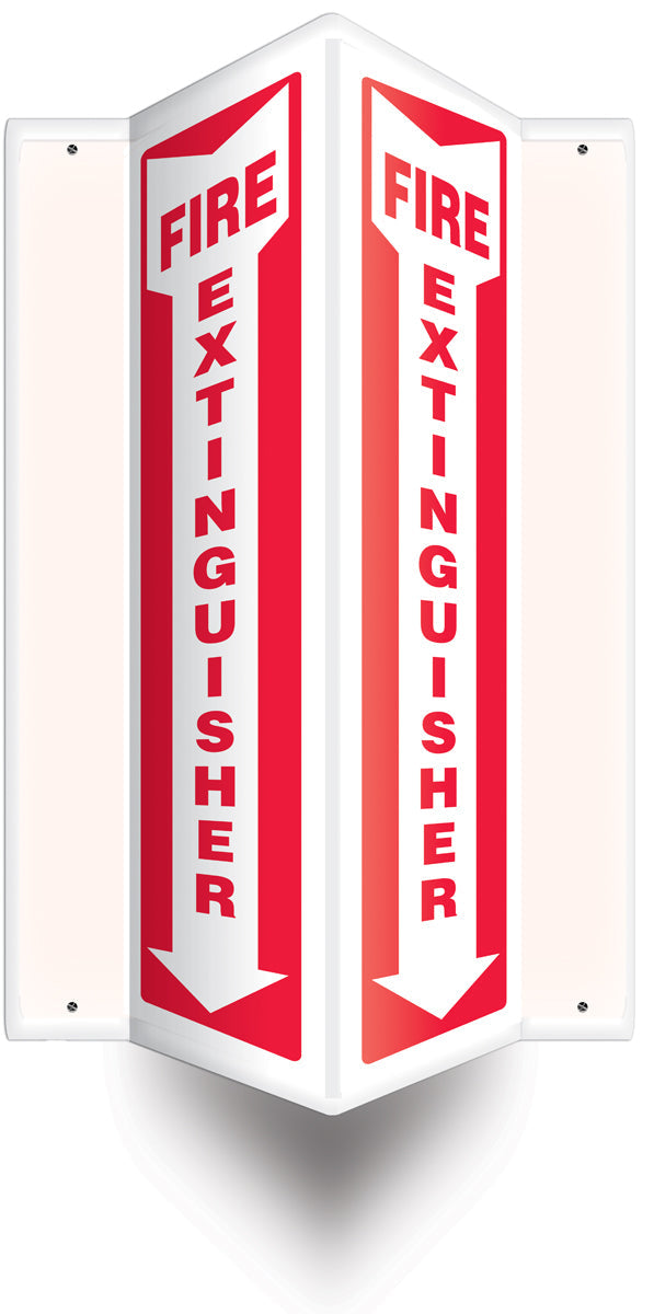Accuform® 24" X 4" White And Red Plastic PROJECTION™ Projection Signs "FIRE EXTINGUISHER"