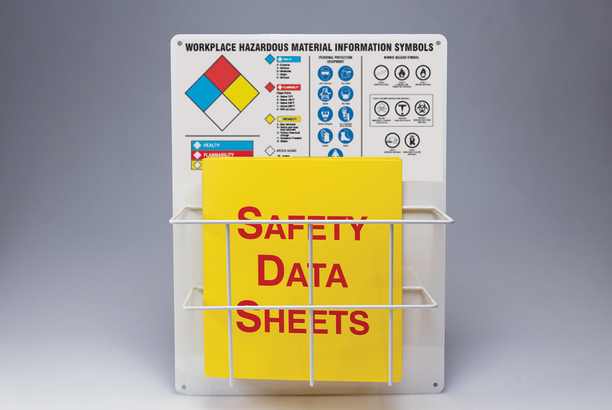 Accuform® 20" X 15" Red, Blue, Yellow, Black And White .063" Aluminum WHMIS/MSDS Center Board