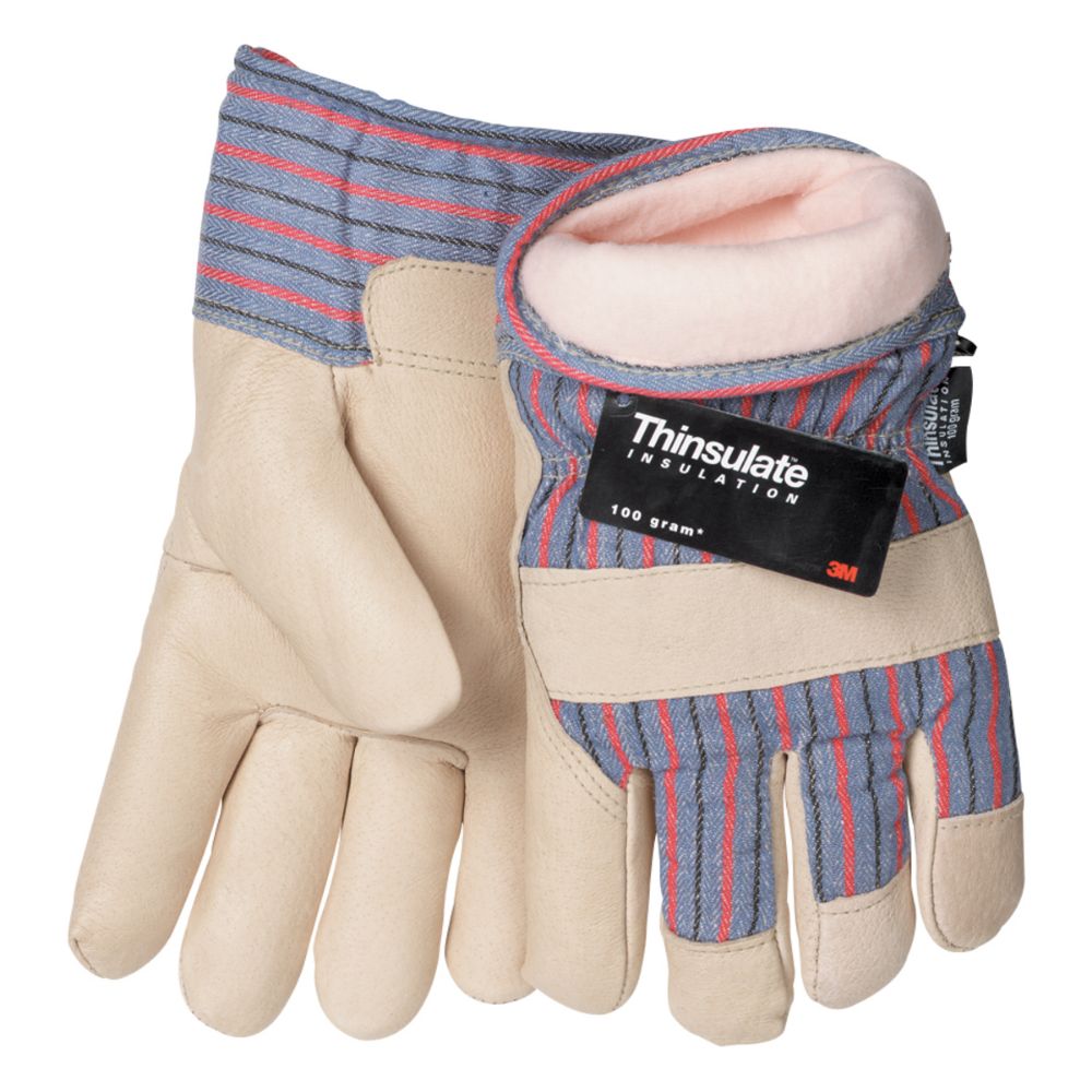Tillman Pearl And Blue Pigskin Leather Thinsulate Lined Cold Weather Gloves