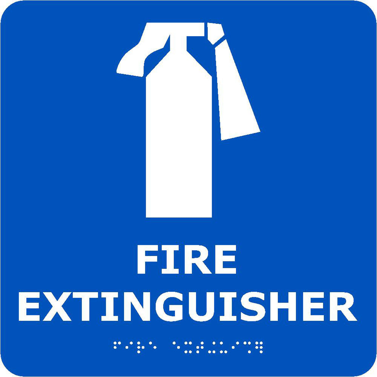 NM 8" X 8" Blue Gravoply Braille ADA Sign "FIRE EXTINGUISHER"