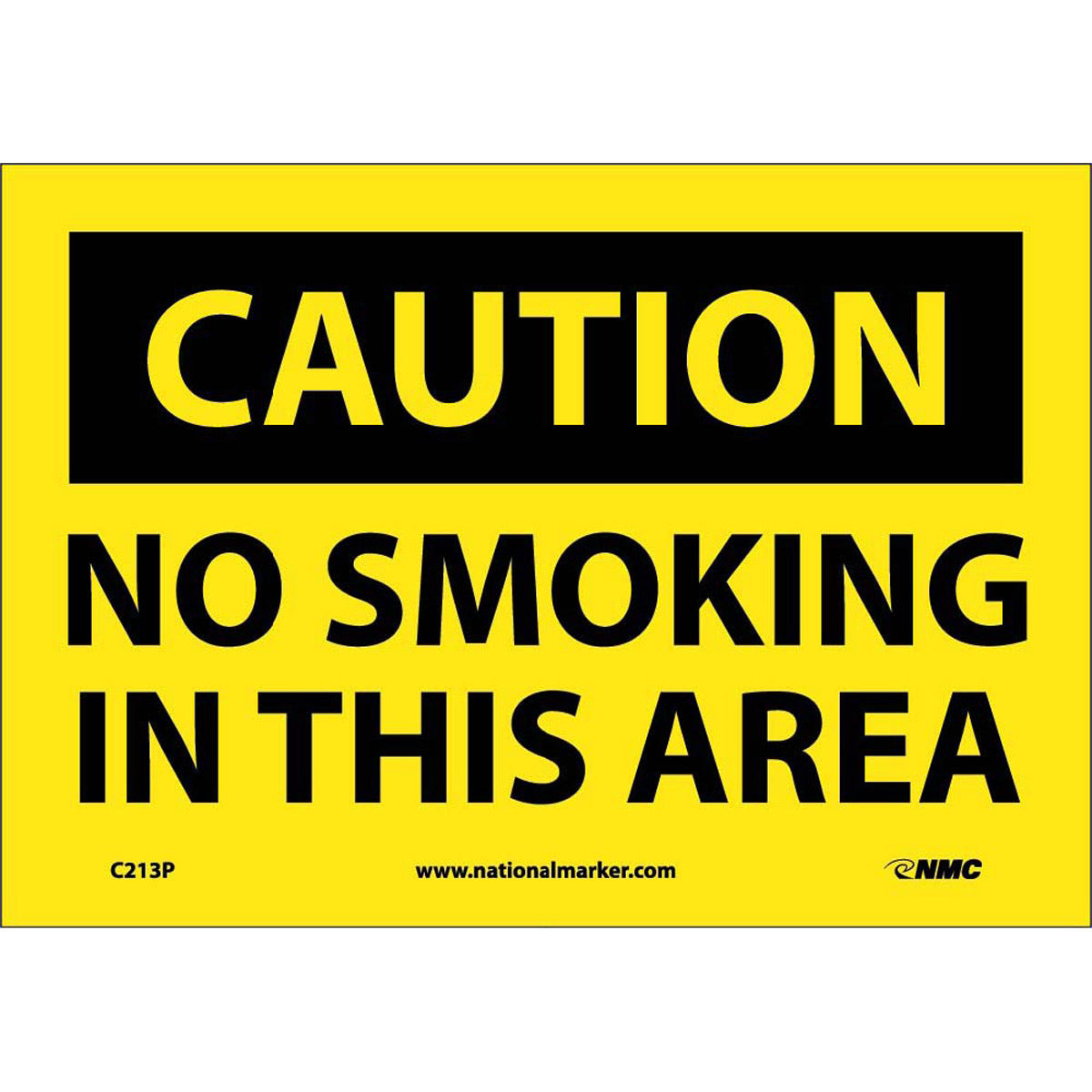NM 7" X 10" Yellow .0045" Pressure Sensitive Vinyl Smoking Control Sign "CAUTION NO SMOKING IN THIS AREA"