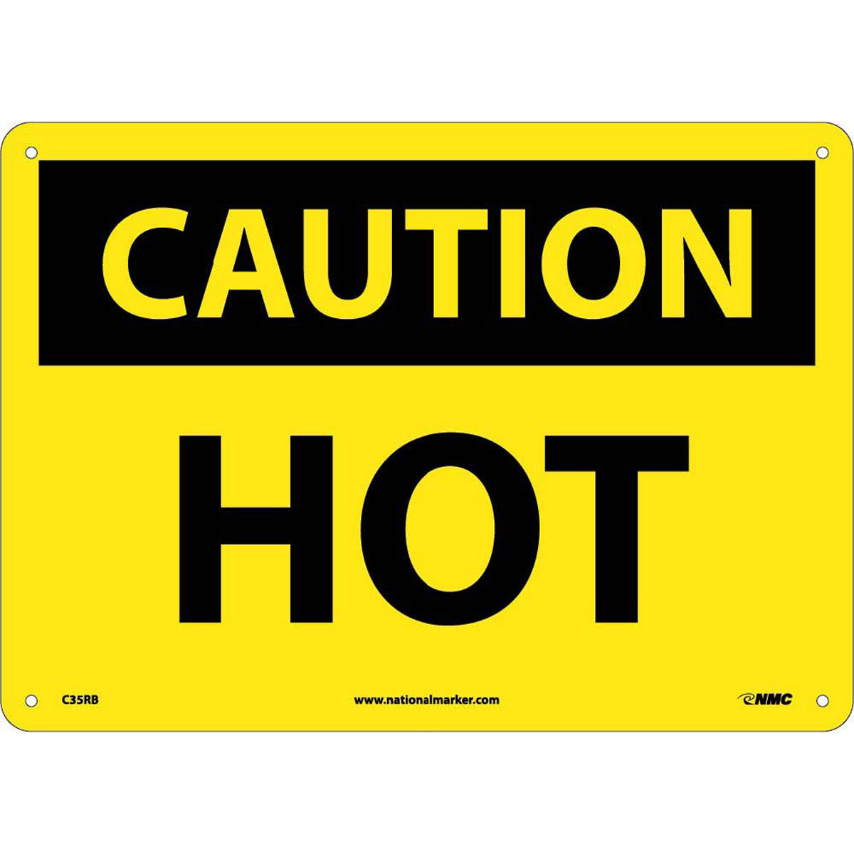 NM 10" X 14" Yellow .05" Rigid Plastic Machine And Operational Sign "CAUTION HOT"