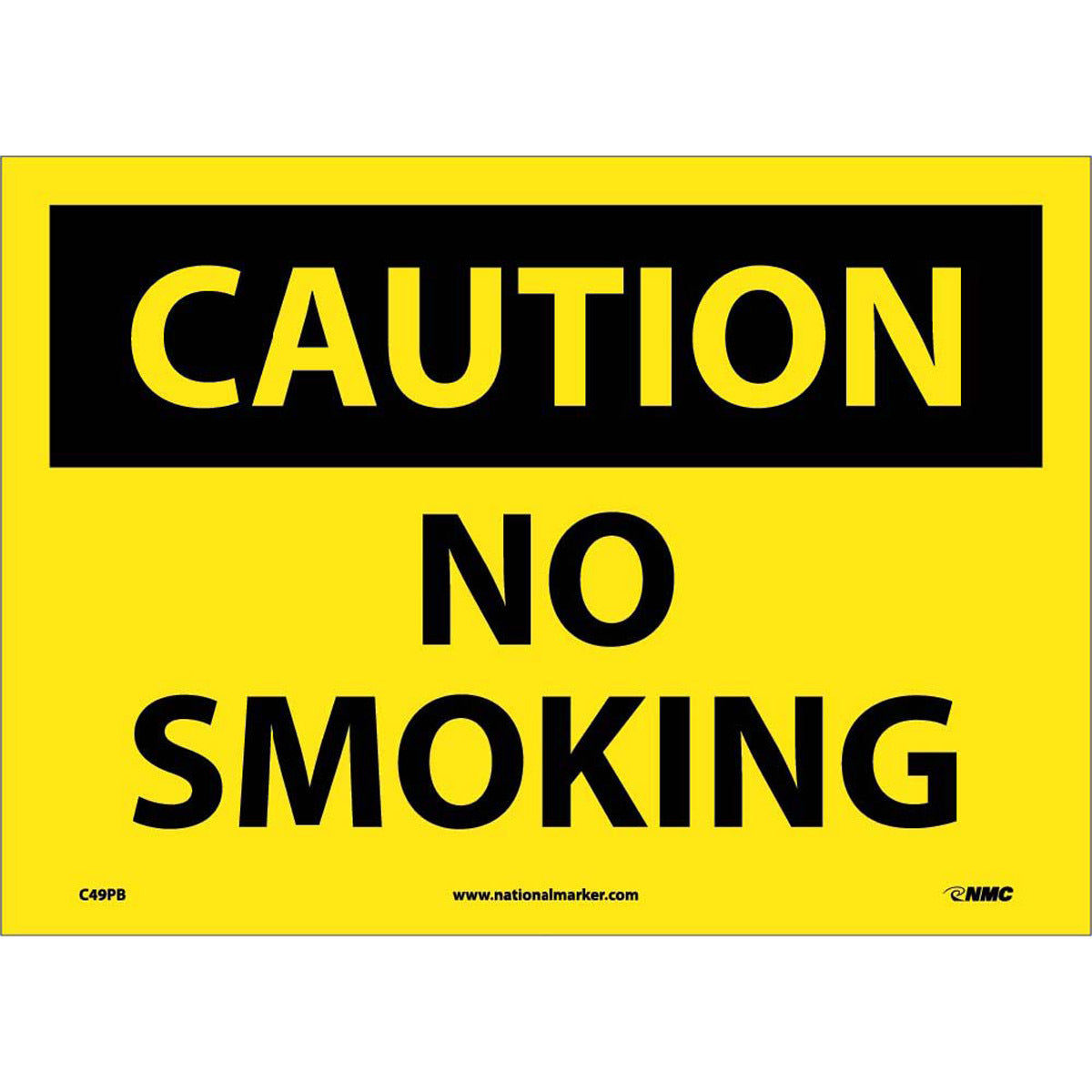 NM 10" X 14" Yellow .0045" Pressure Sensitive Vinyl Smoking Control Sign "CAUTION NO SMOKING"