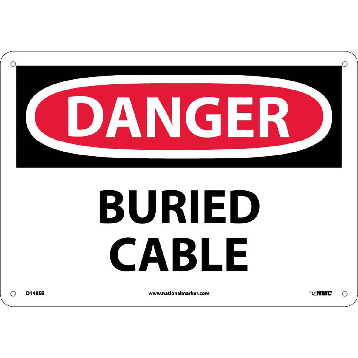 NM 10" X 14" Brown .095" Fiberglass Danger Sign "DANGER BURIED CABLE"