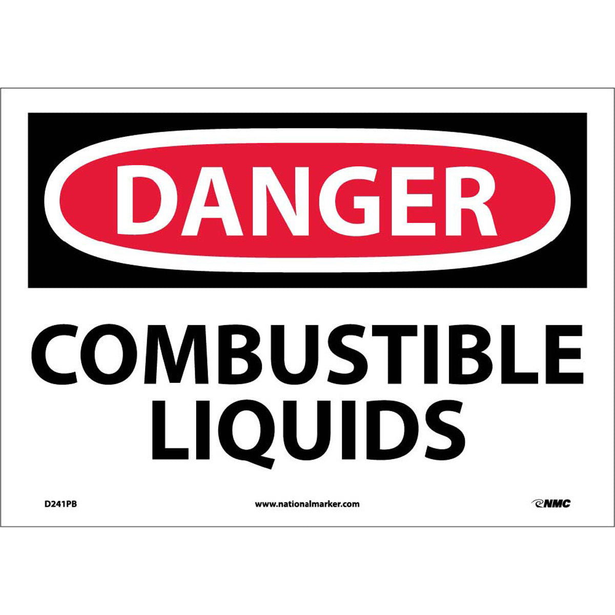 NM 10" X 14" White .0045" Pressure Sensitive Vinyl Chemicals And Hazardous Material Sign "DANGER COMBUSTIBLE LIQUIDS"