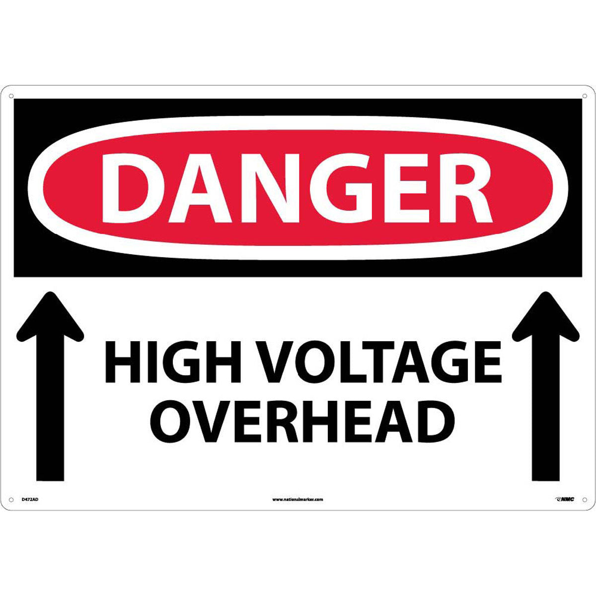 NM 20" X 28" White .04" Aluminum Large Format Electrical Sign "DANGER HIGH VOLTAGE OVERHEAD"