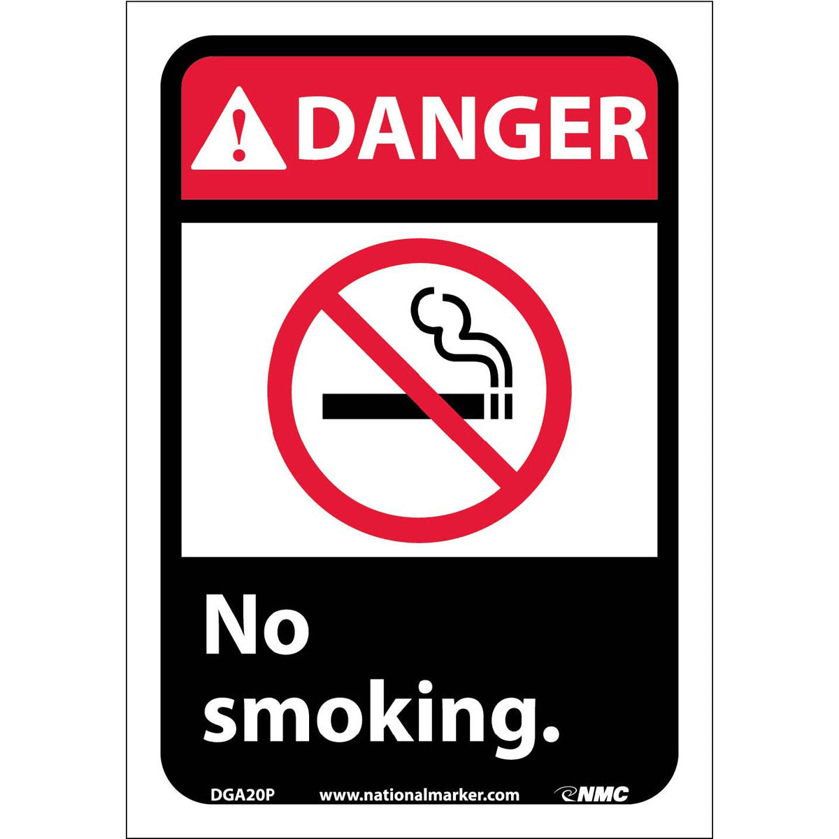NM 10" X 7" White .0045" Pressure Sensitive Vinyl Smoking Control Sign "DANGER No smoking."