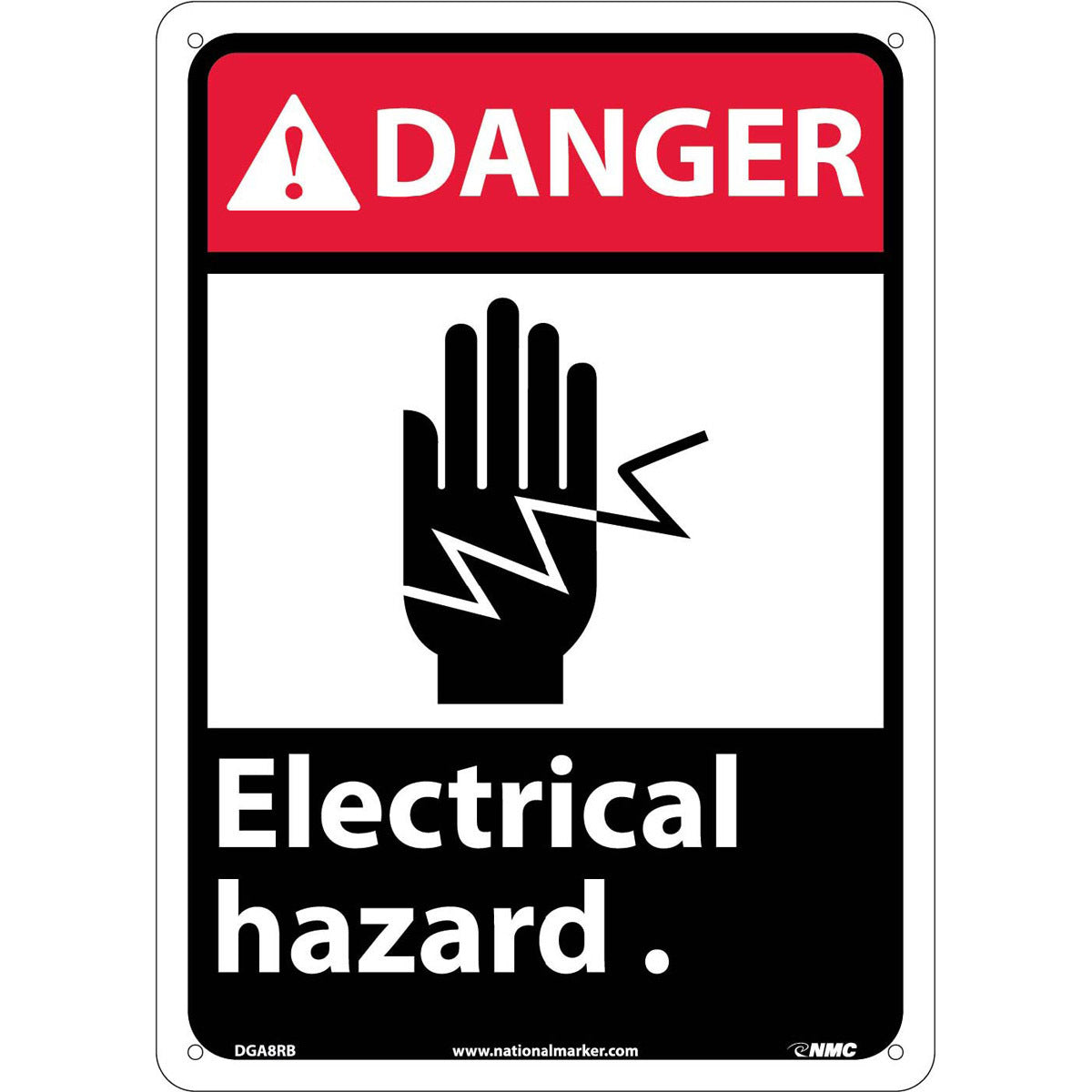 NM 14" X 10" White .05" Rigid Plastic Electrical Sign "DANGER Electrical hazard."