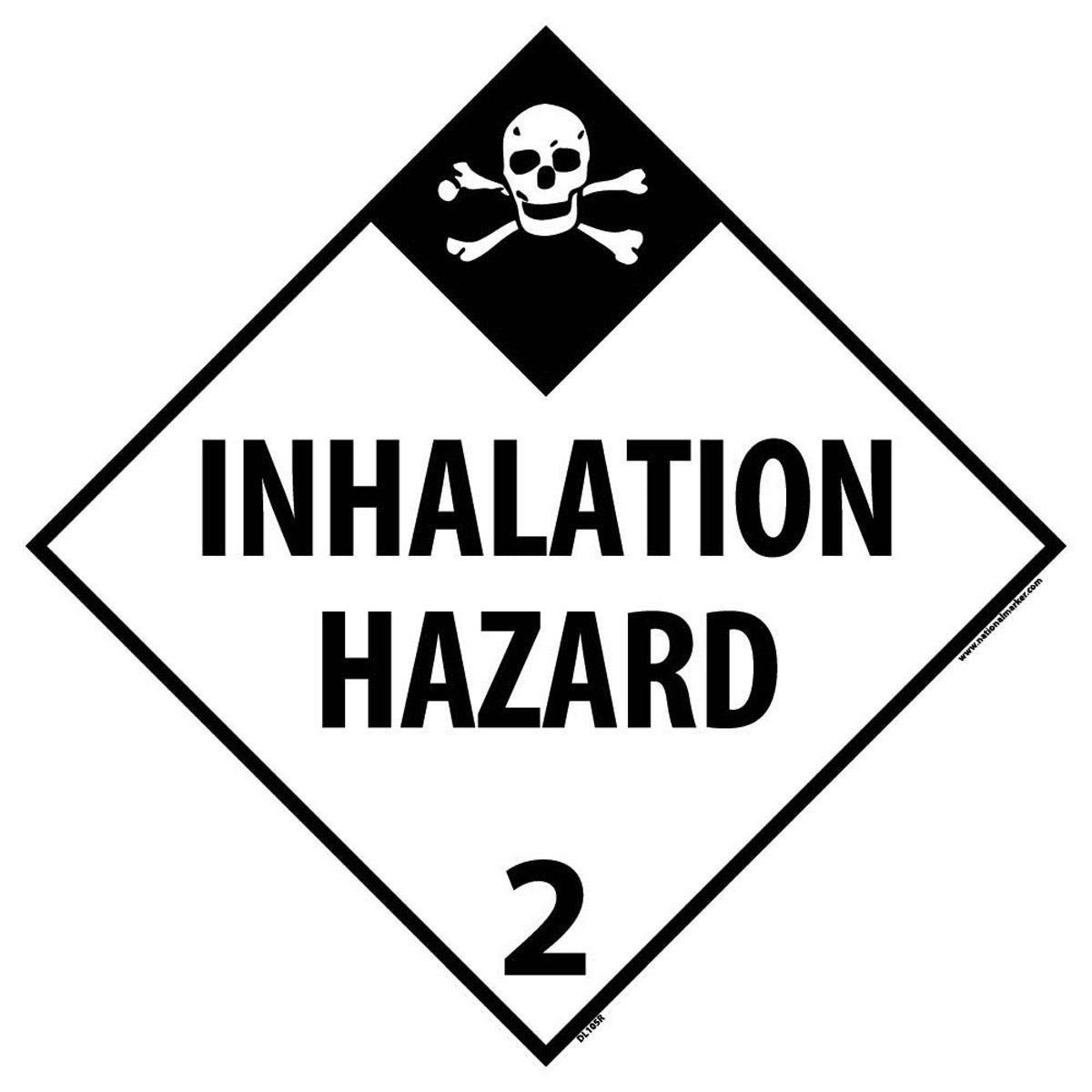 NM 10 3/4" X 10 3/4" White .05" Rigid Plastic DOT Placard "INHALATION HAZARD 2"