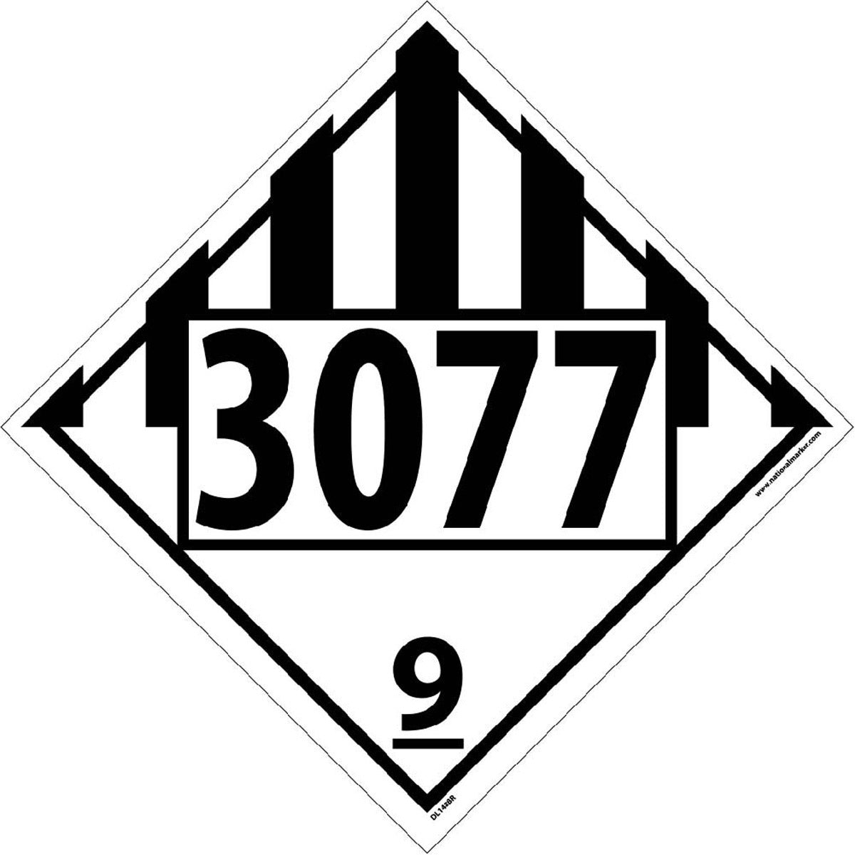 NM 10 3/4" X 10 3/4" White .05" Rigid Plastic DOT Placard "3077 9"