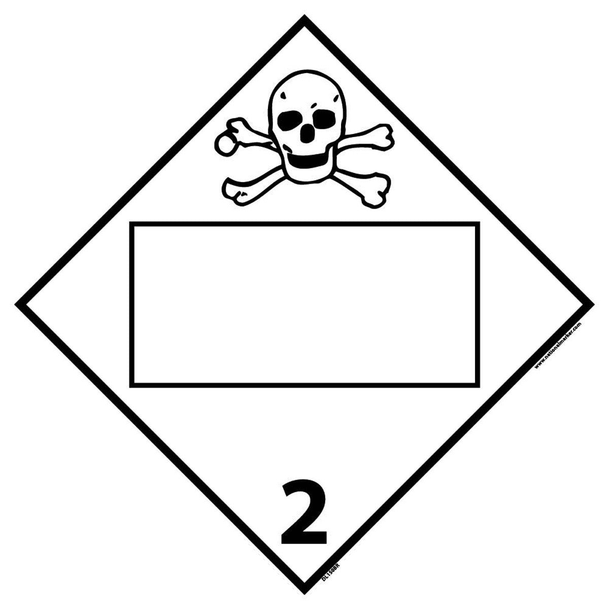 NM 10 3/4" X 10 3/4" White .05" Rigid Plastic Gases, Poison, Flammable And Non-Flammable Blank DOT Placard "2"