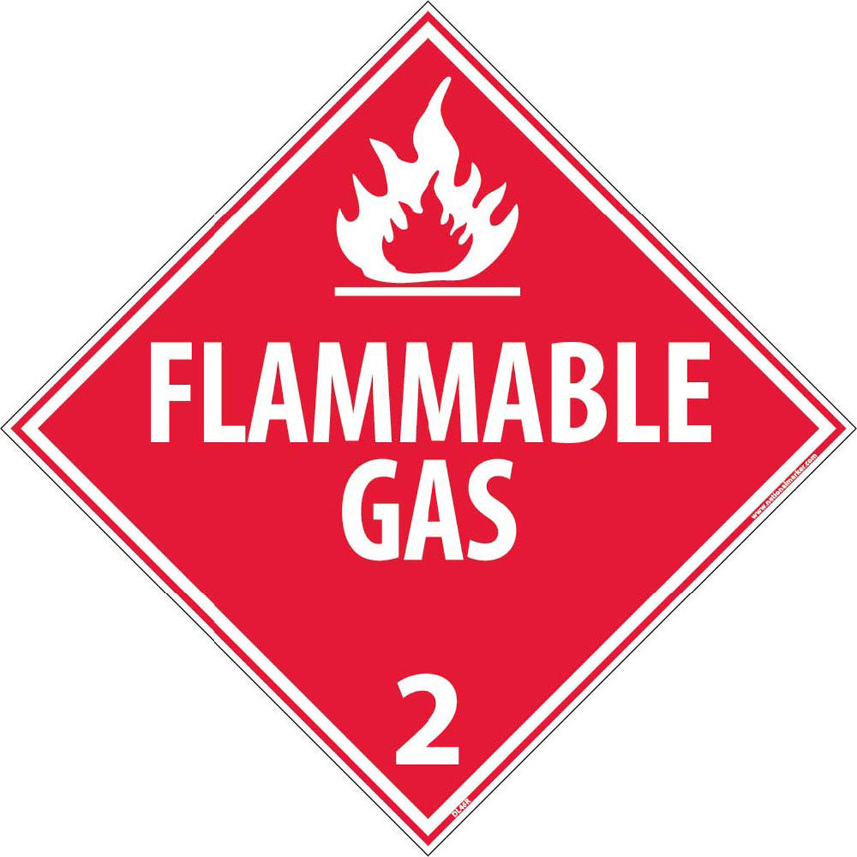 NM 10 3/4" X 10 3/4" White .05" Rigid Plastic DOT Placard "FLAMMABLE GAS 2"