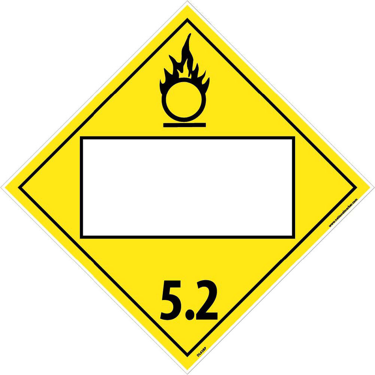 NM 10 3/4" X 10 3/4" White .0045" Pressure Sensitive Vinyl DOT Placard "5.2"