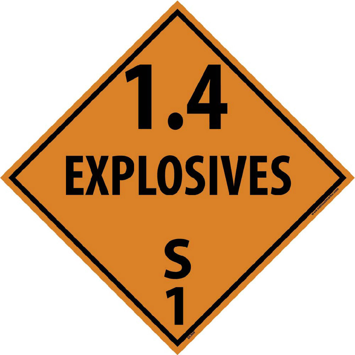 NM 10 3/4" X 10 3/4" Orange .05" Rigid Plastic DOT Placard "1.4 EXPLOSIVES S 1"