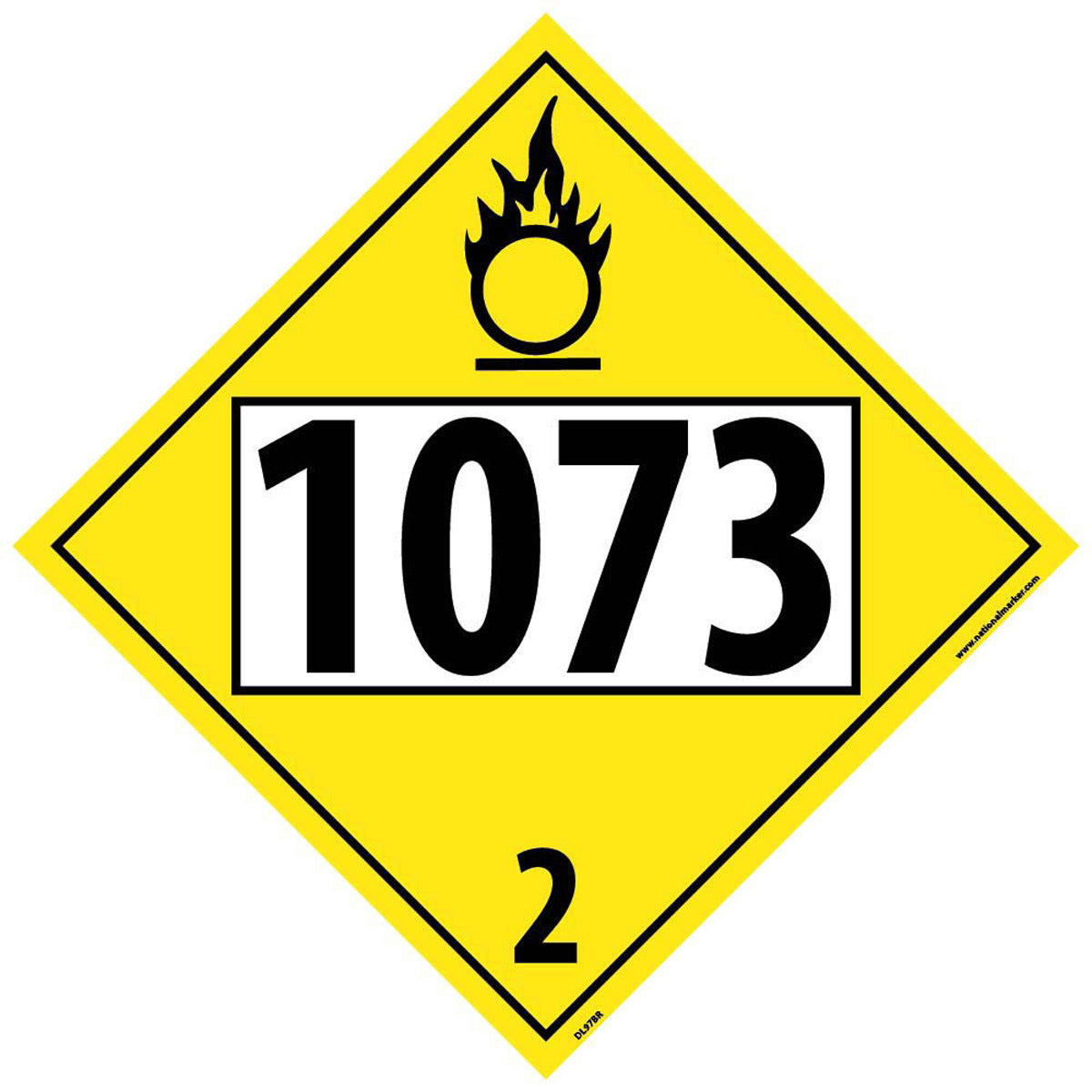 NM 10 3/4" X 10 3/4" White .05" Rigid Plastic DOT Placard "1073 3"