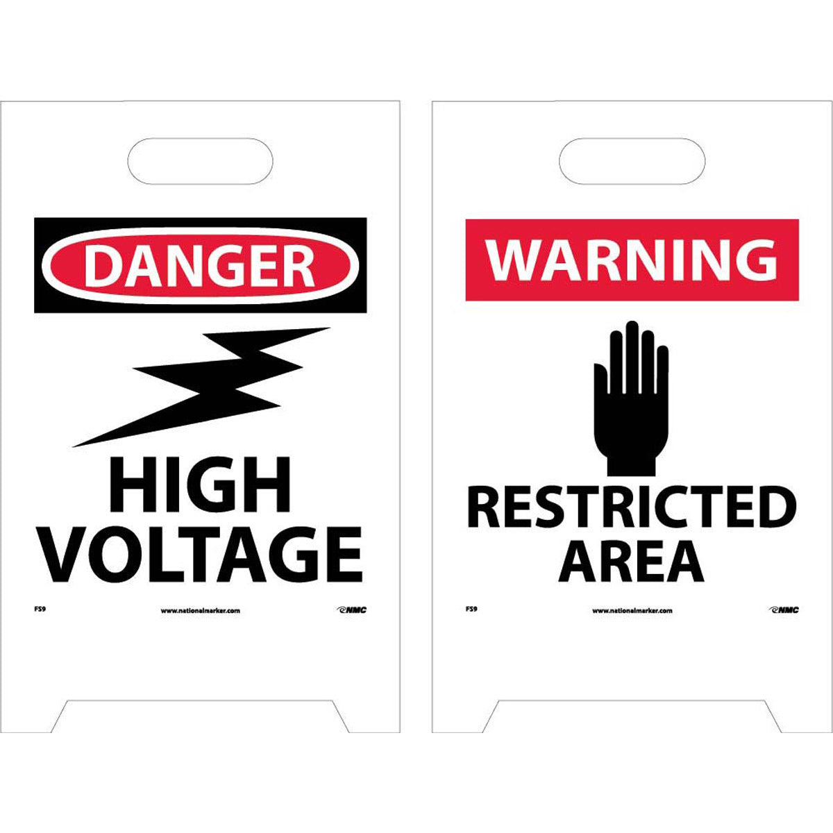 NM 19" X 12" White .04" Coroplast Double Sided Floor Safety Sign "HIGH VOLTAGE"