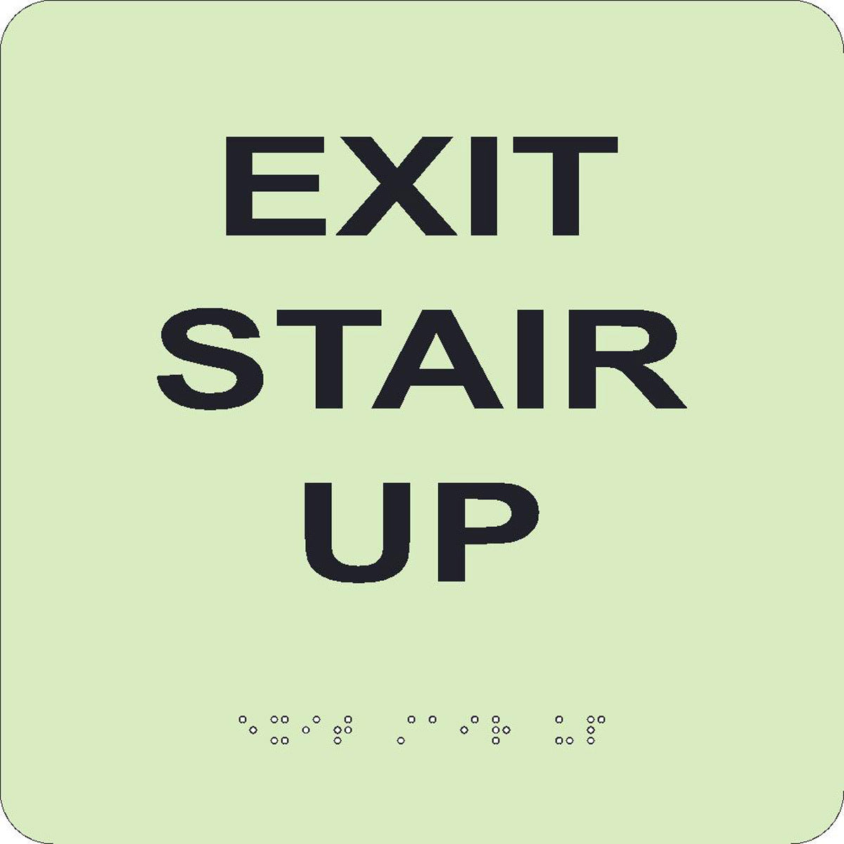 NM 8" X 8" Phosphorescent Gravoply ADA And Office Sign "EXIT STAIR UP"