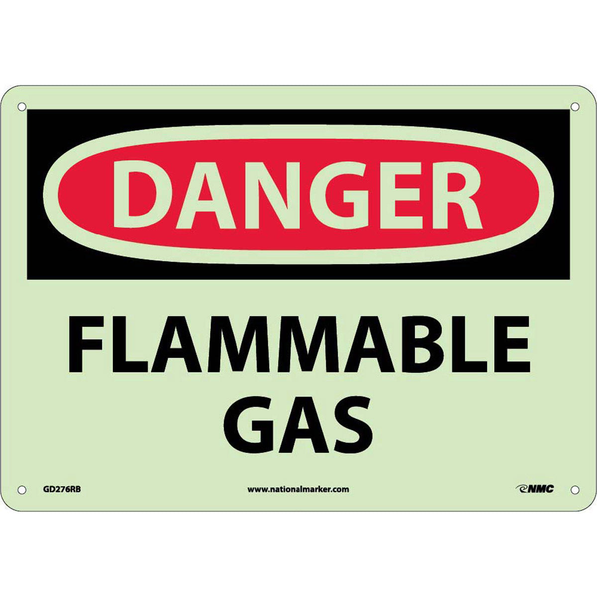 NM 10" X 14" White .05" Rigid Plastic Chemicals And Hazardous Material Sign "DANGER FLAMMABLE GAS"