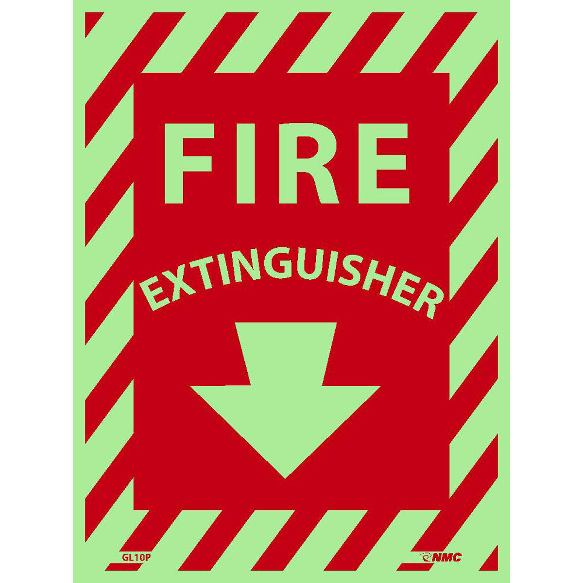 NM 12" X 9" Phosphorescent .0045" Polyester Fire Extinguisher Sign "FIRE EXTINGUISHER"