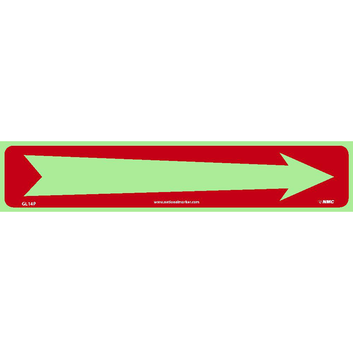 NM 2" X 10" Phosphorescent .0045" Polyester Arrow Safety Sign