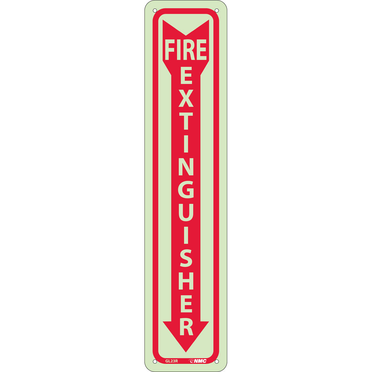 NM 18" X 4" White .05" Rigid Plastic Fire Extinguisher Sign "FIRE EXTINGUISHER"