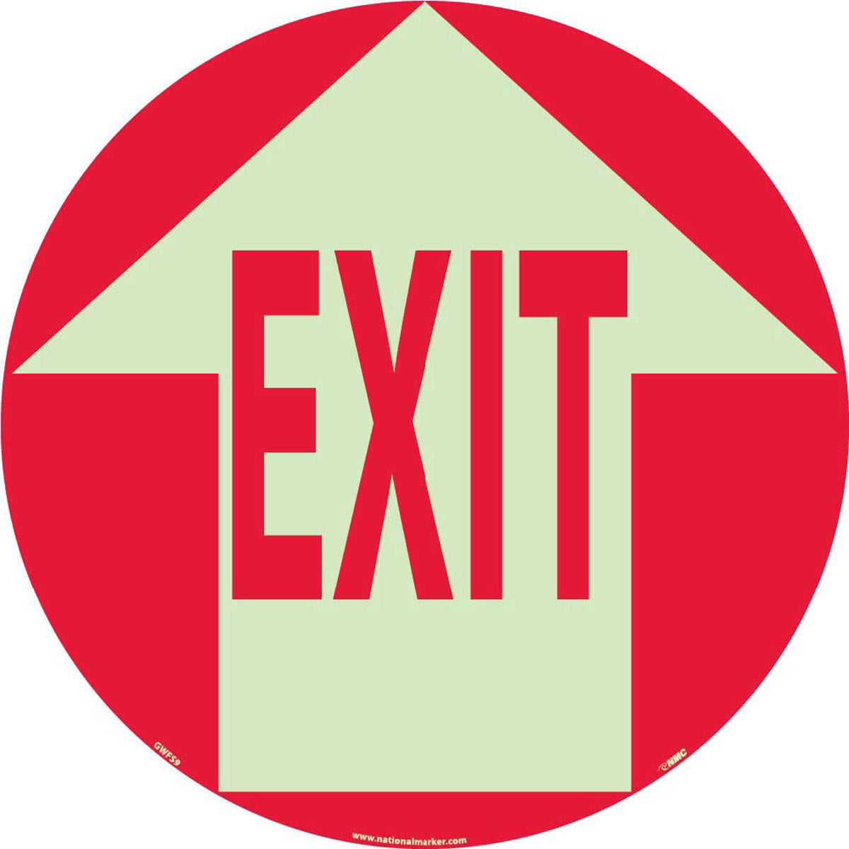 NM 17" X 17" Phosphorescent .0045" Polyester Walk-On Floor Safety Sign "EXIT"