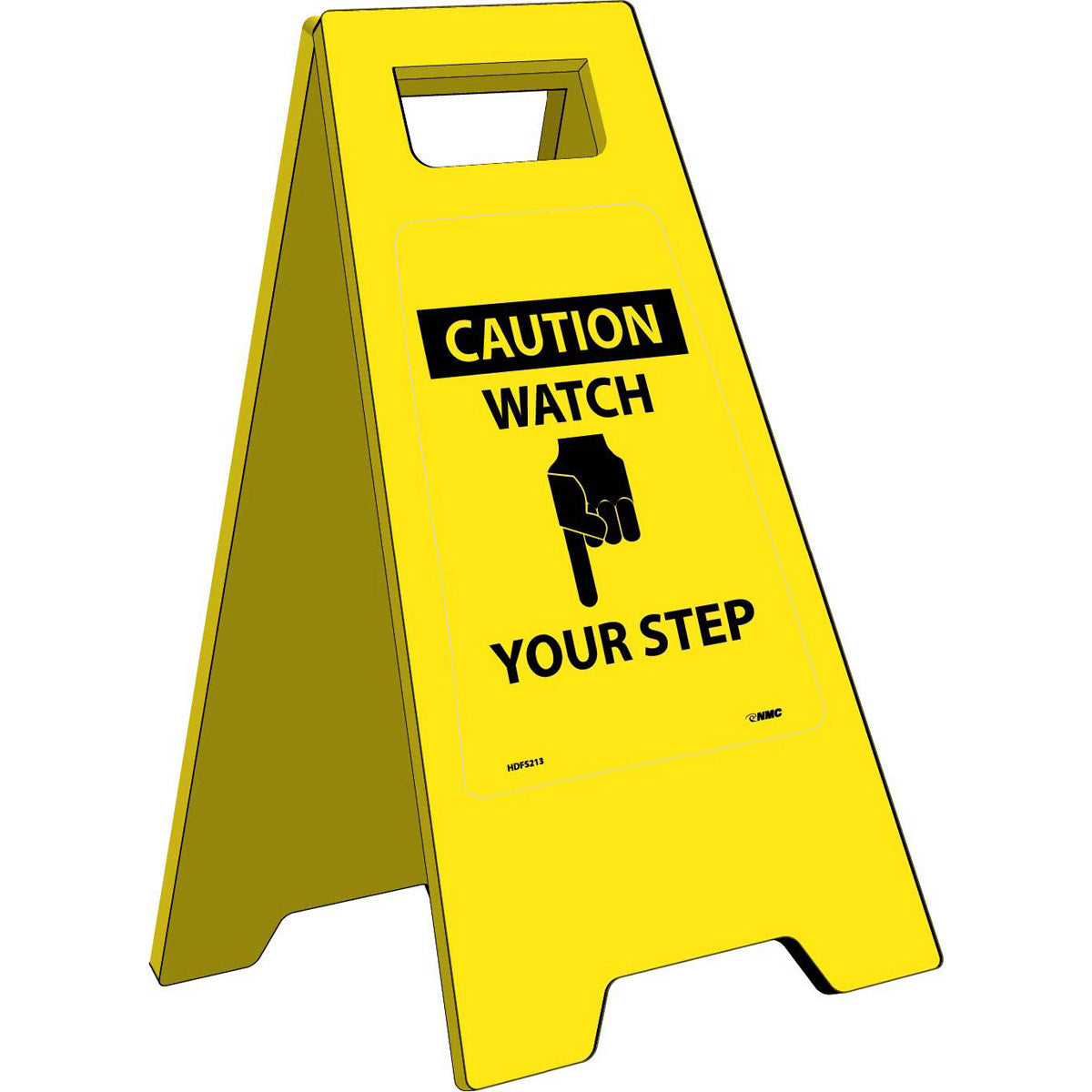 NM 24 5/8" X 10 3/4" Yellow Plastic Double Sided Floor Safety Sign "CAUTION WATCH YOUR STEP"