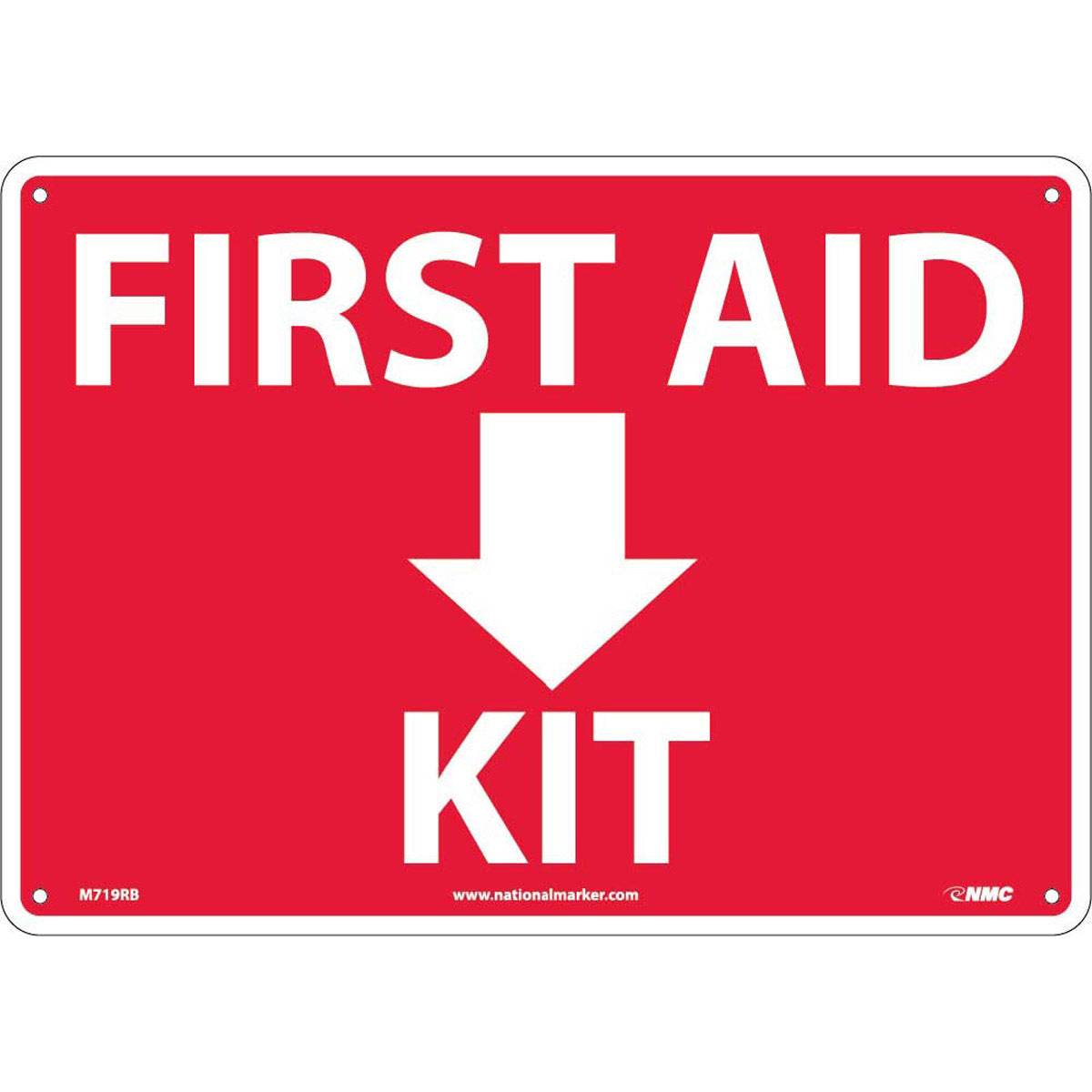 NM 10" X 14" Red .05" Rigid Plastic First Aid Kit Sign "FIRST AID KIT"