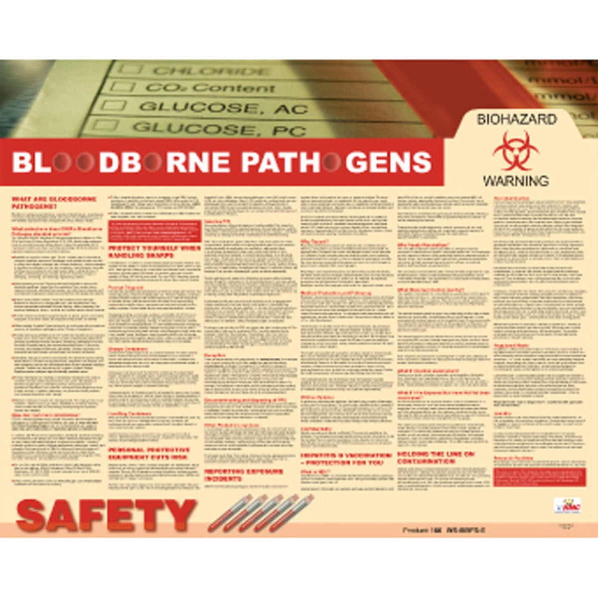 NM 24" X 30" Multi Poster Paper DOT Placard "BLOOD BOURNE PATHOGENS"