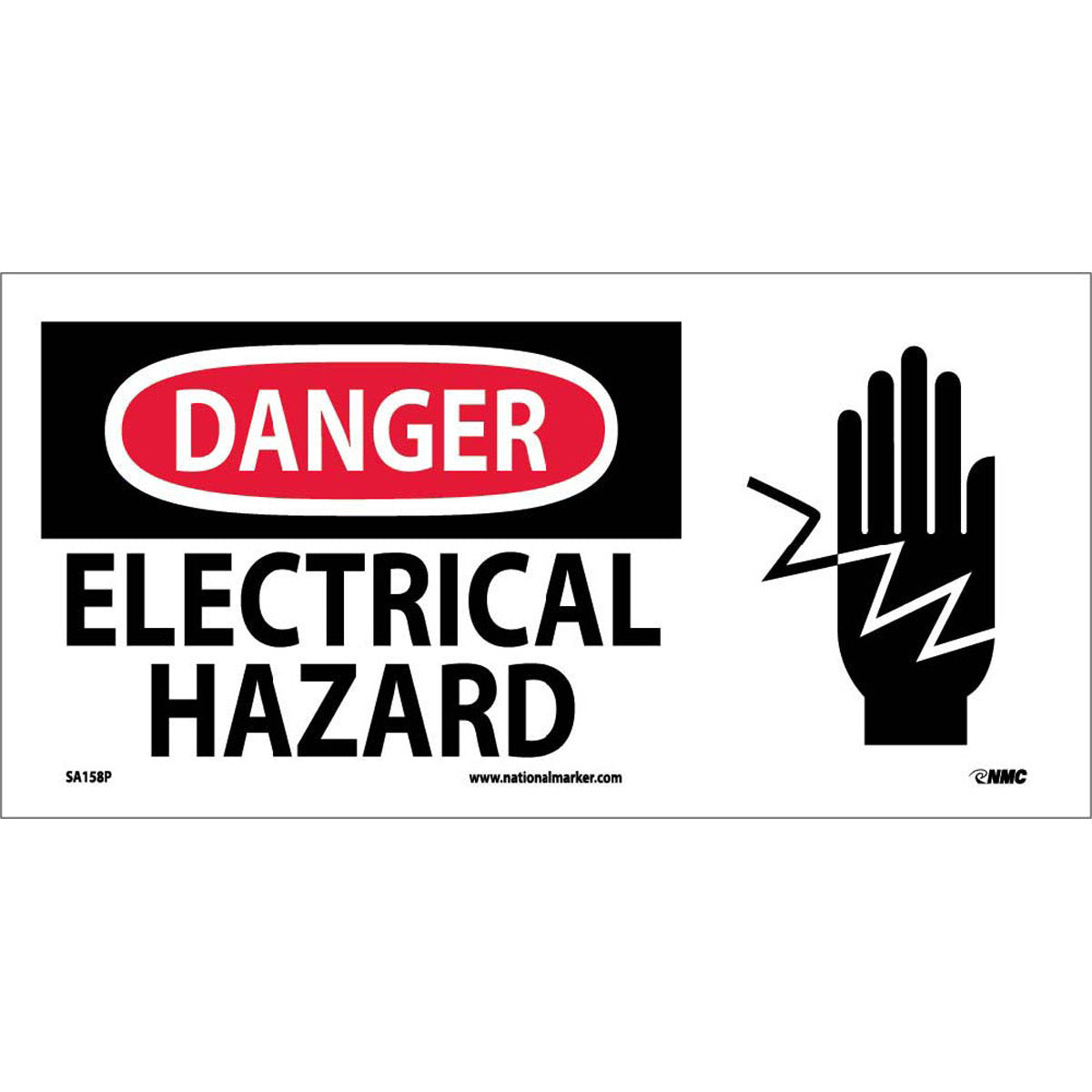 NM 7" X 17" White .0045" Pressure Sensitive Vinyl Electrical Sign "DANGER ELECTRICAL HAZARD"