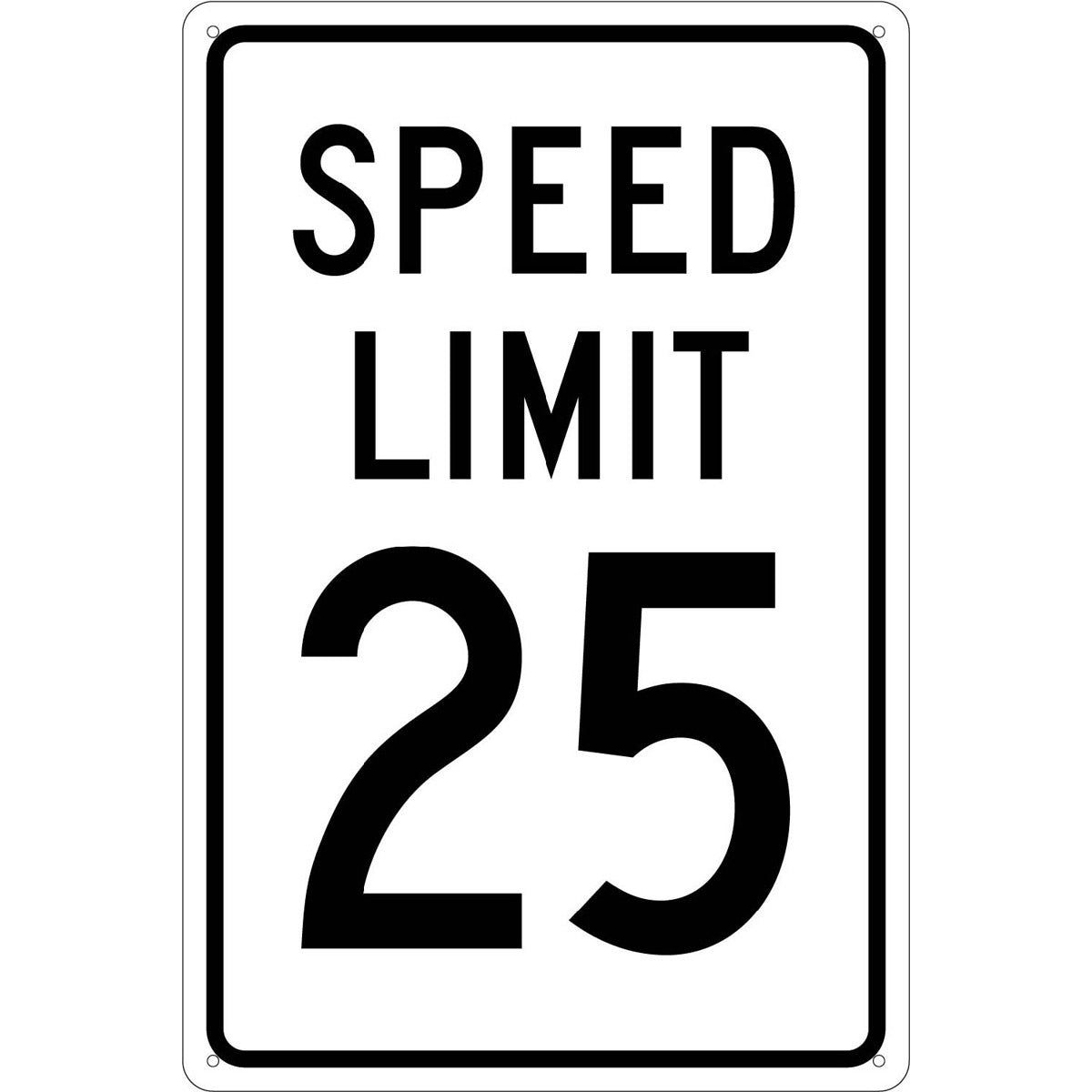 NM 18" X 12" White .04" Aluminum Parking And Traffic Sign "SPEED LIMIT 25"
