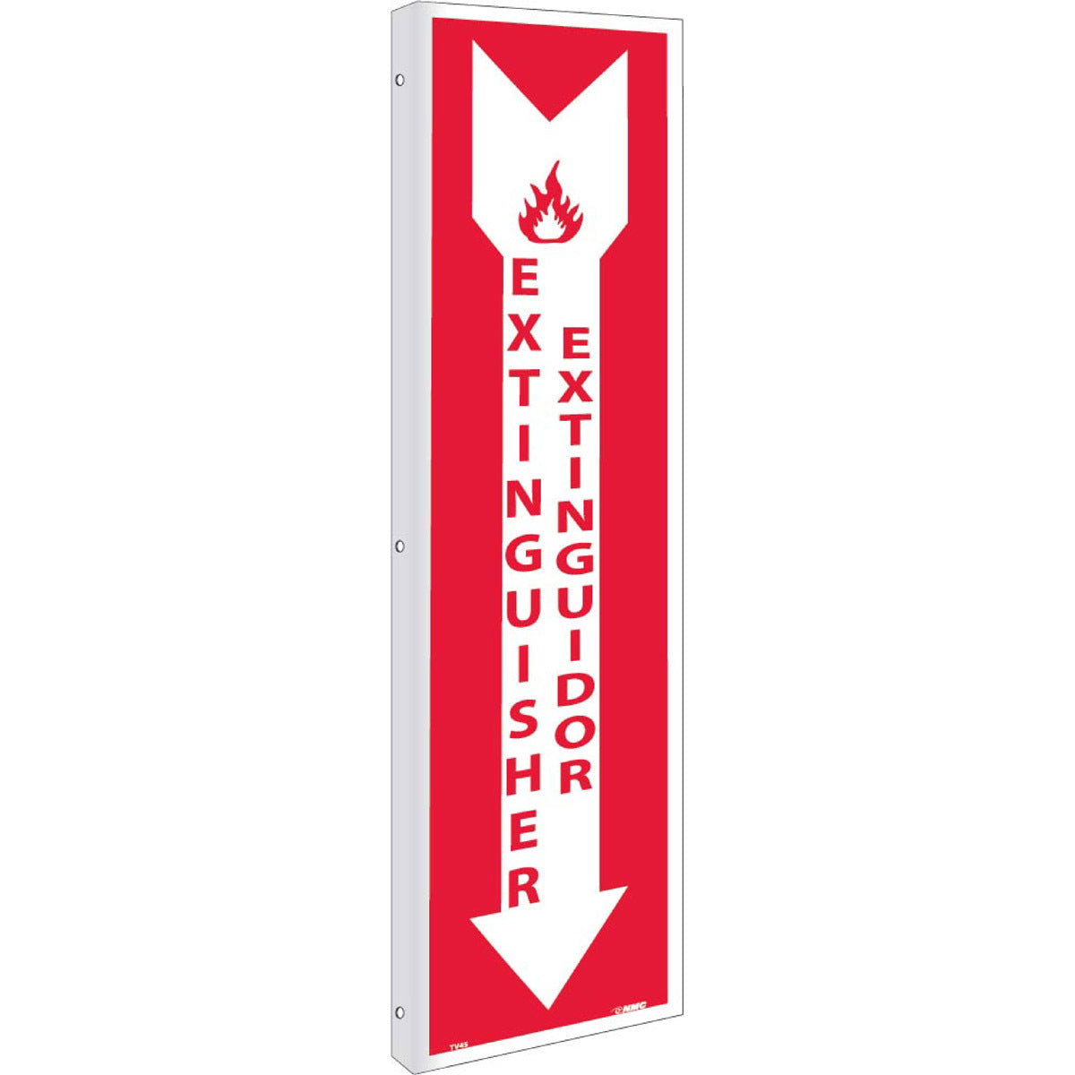 NM 18" X 5" White .05" Rigid Plastic Spanish/English Bilingual Sign "EXTINGUISHER"