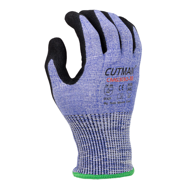 (BT2015NP) 13G HDPE A6 (Wire-Core Steel) Double dipped sand foam nitrile palm coated gloves