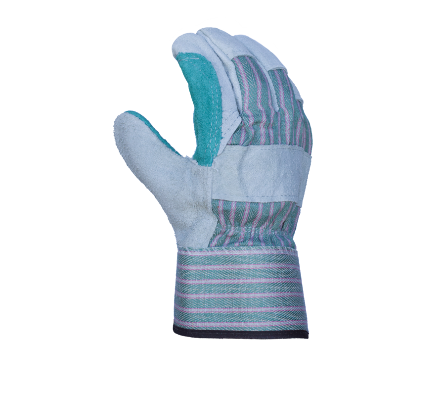 (TSK3004) Quality Double Leather Palm, Gunn Pattern, Wing Thumb, 2 1/2" Rubberized Safety Cuff