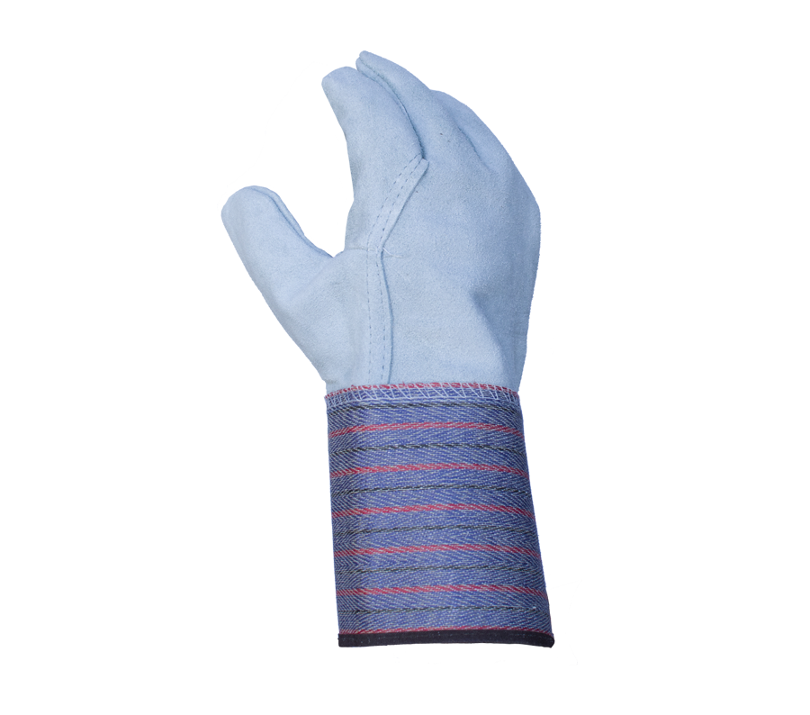 (IB3202) Select Full split leather back, 4 1/2" Rubberized Safety Cuff Gloves