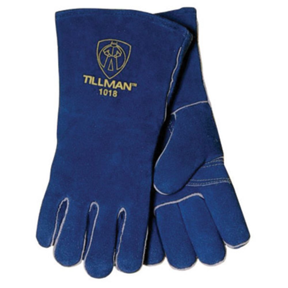 Tillman® Large 14" Blue Slightly Select Shoulder Split Cowhide Cotton/Foam Lined Left Hand Stick Welders Gloves With Welted Fingers And Kevlar® Thread Locking Stitch