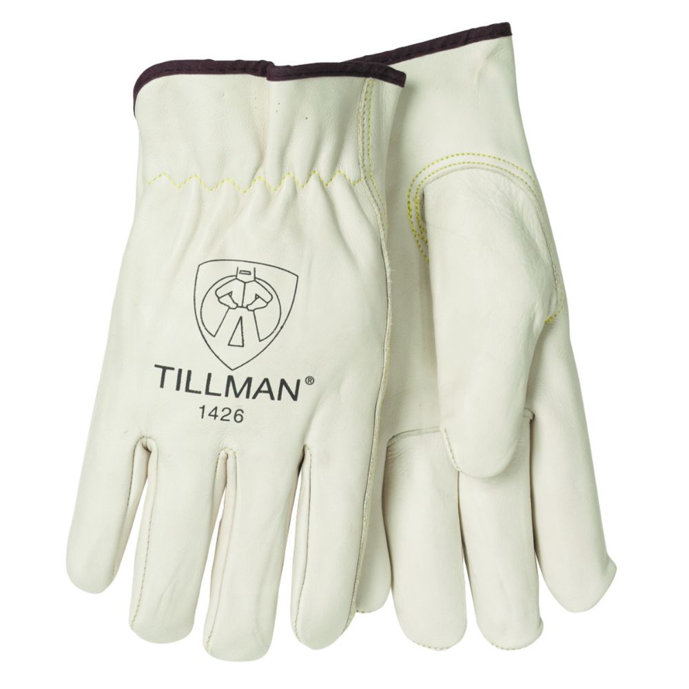 Tillman Large Pearl White Standard Top Grain Leather Unlined Drivers Gloves