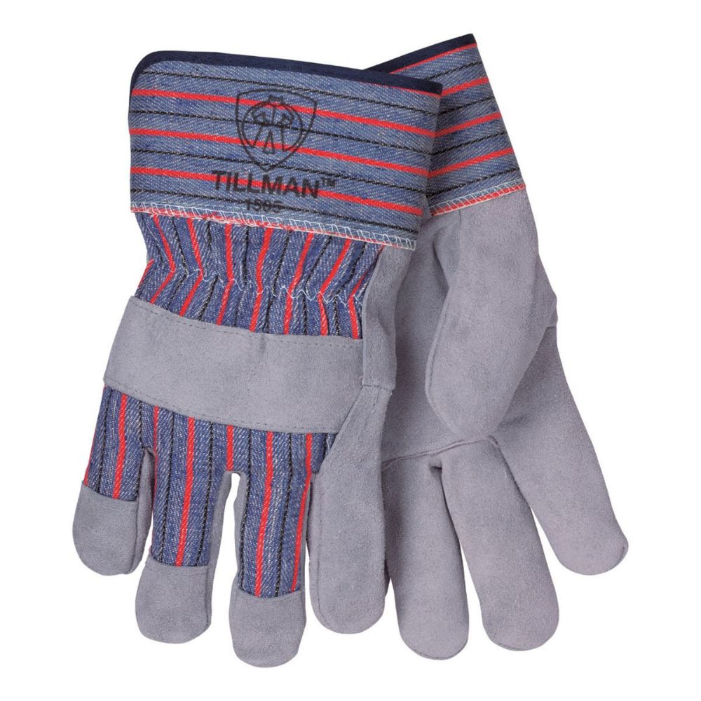Tillman 2X Blue, Red And Gray Shoulder Split Leather Palm Gloves With Canvas Back And Knuckle Strap (Bulk)