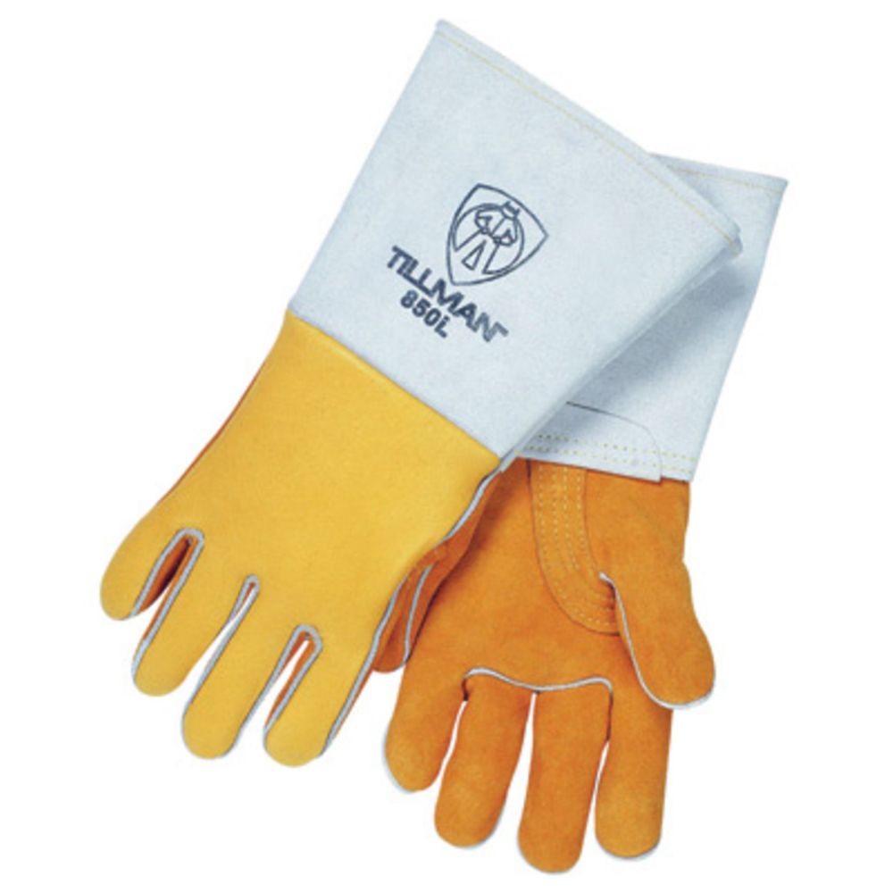 Tillman Gold And Pearl Top Grain Cowhide Deerskin Leather Stick Welders Gloves With Kevlar Thread Locking Stitch