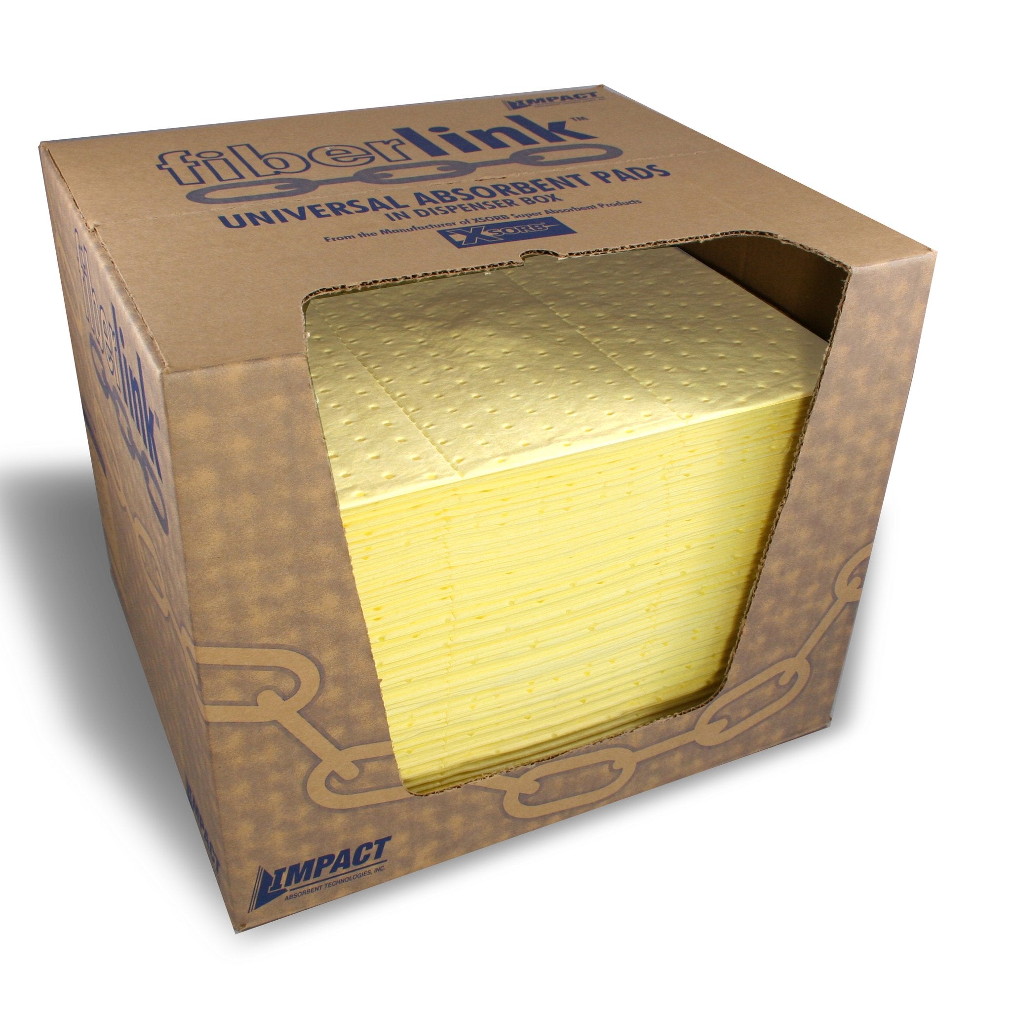 FiberLink Hazmat Bonded Heavy-weight Pads in Dispenser Box - 100/BOX