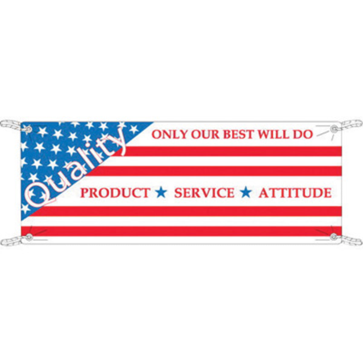 Brady® 3.5' X 10' X .055" Blue/Red On White .0551" Polyethylene Safety Banner "QUALITY - ONLY YOUR BEST WILL DO"