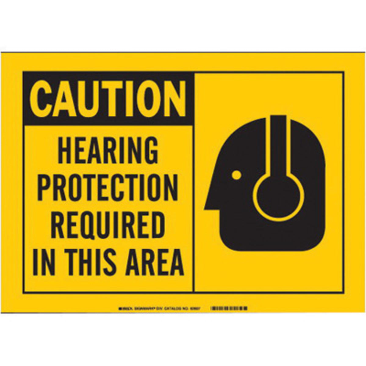 Brady® 7" X 10" X .06" Black On Yellow .0591" B-401 Polystyrene Alert Sign "CAUTION HEARING PROTECTION REQUIRED IN THIS AREA"