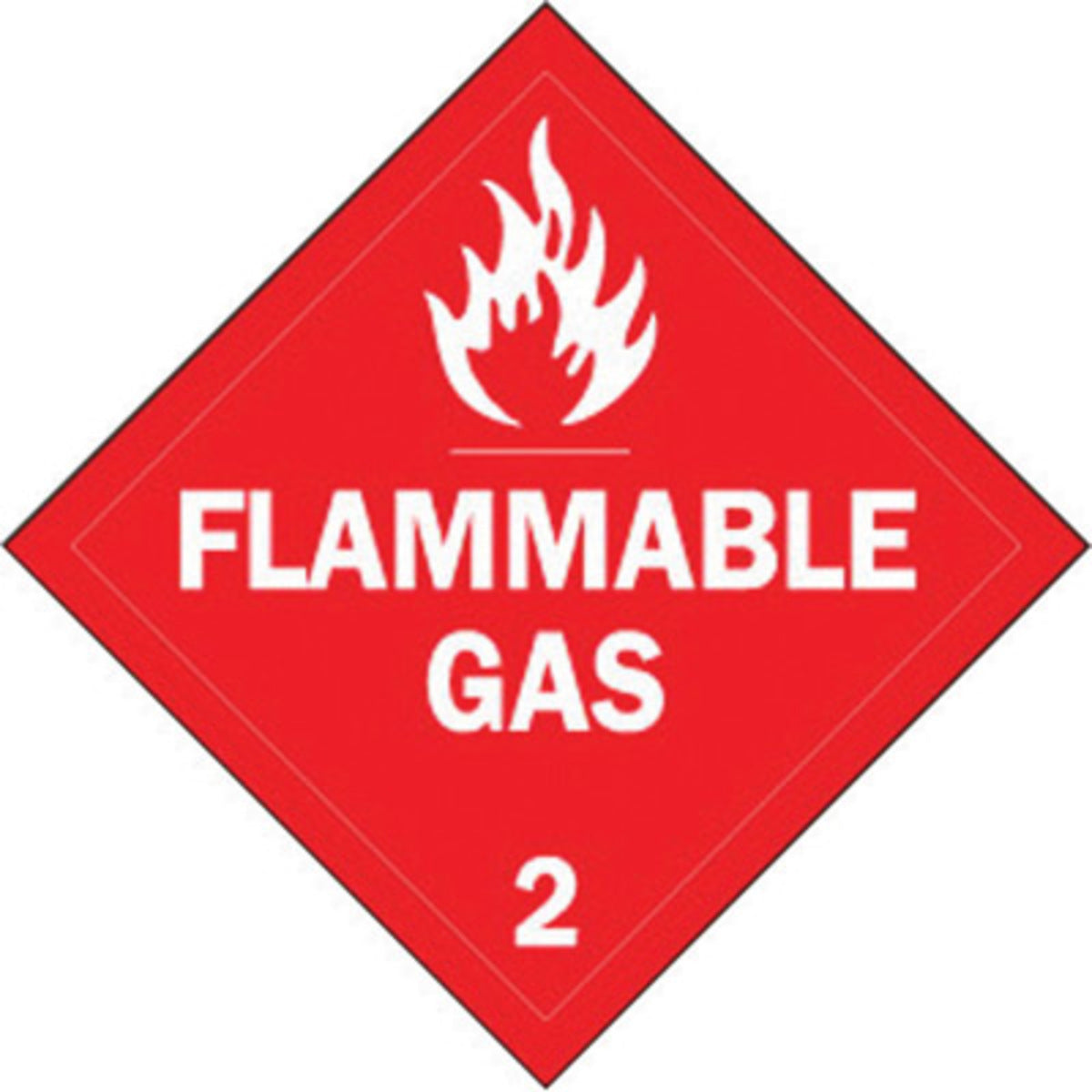 Brady® 13/4" X 13/4" X .024" Red On White B-101 Polycoated Tagstock Safety Sign "Flammable Gas"