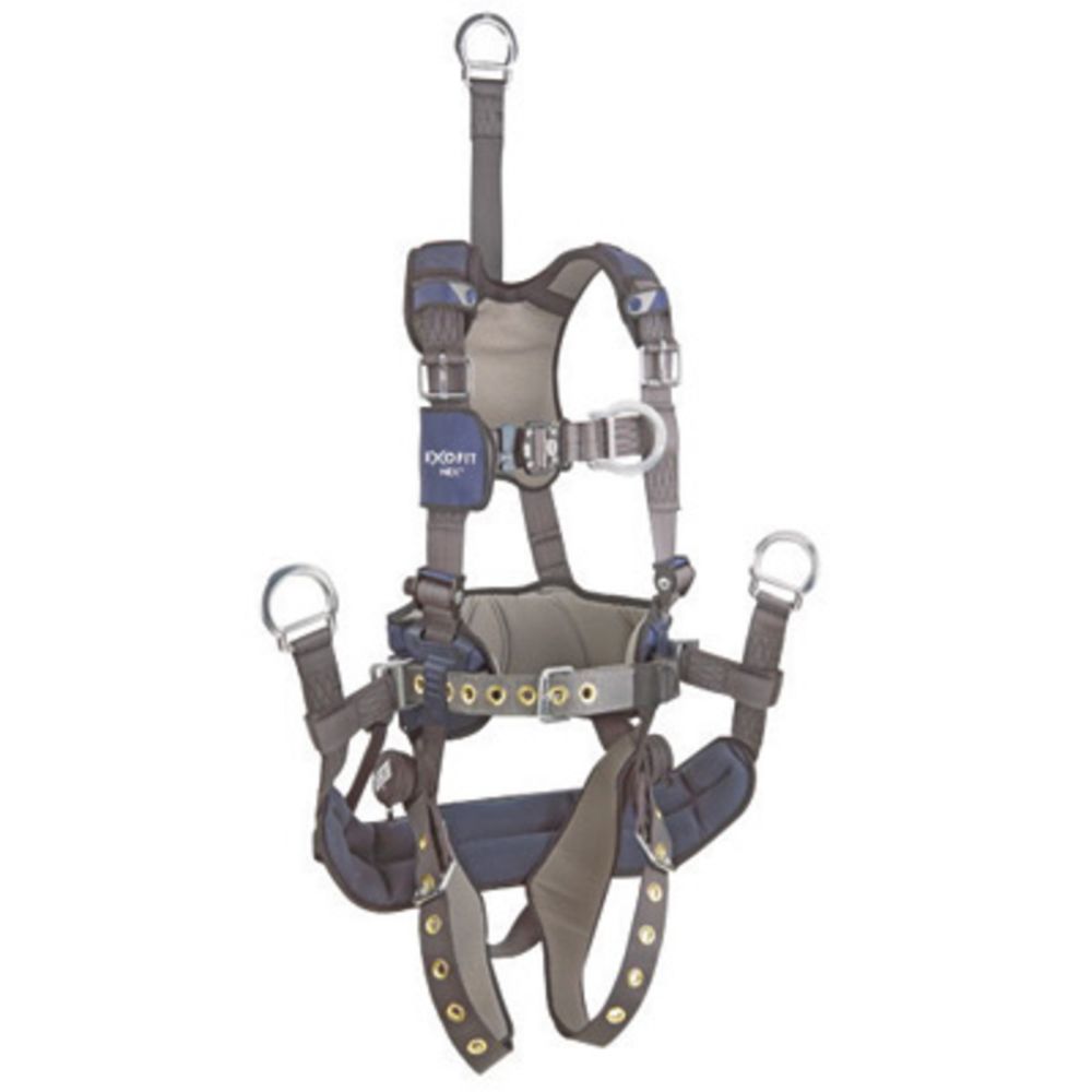 3M DBI-SALA Medium ExoFit NEX Full Body/Vest Style Harness With Tech-Lite Aluminum Back D-Ring With 18" Extension And Front D-Ring, Tongue Leg Strap Buckle And Belt With Pad, Soft Seat Sling With Positioning D-Ring, Back And Leg Comfort Padding
