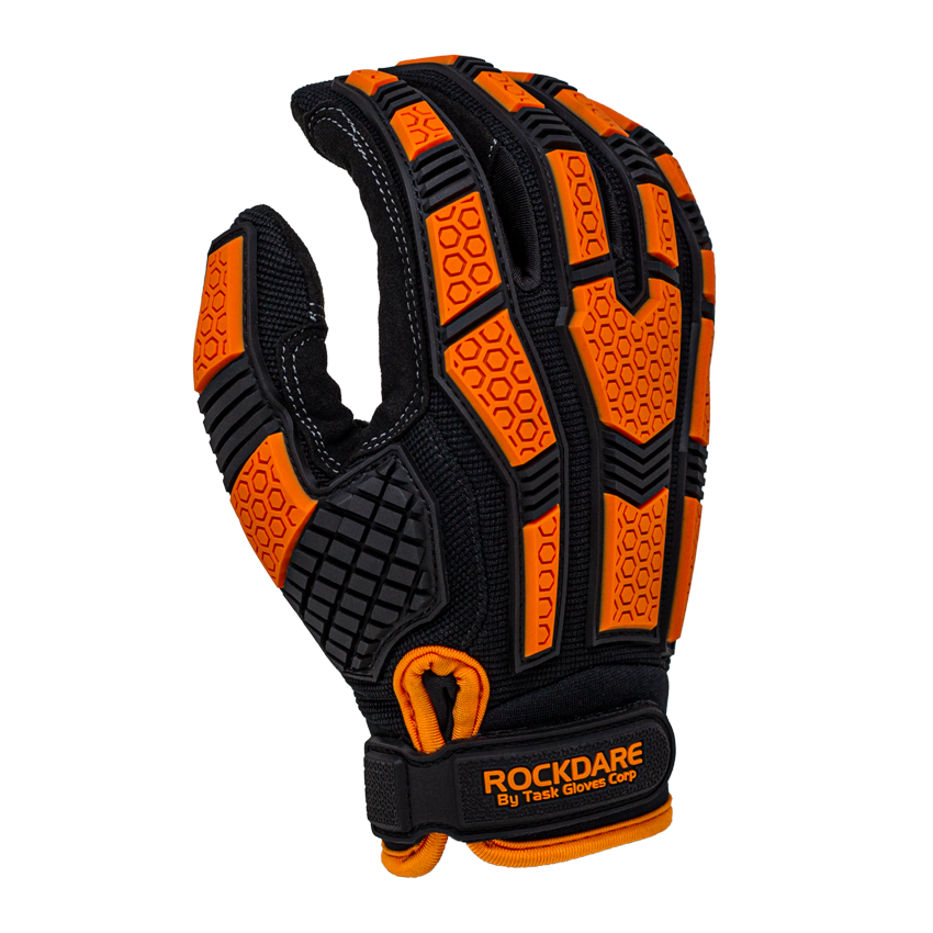Synthetic Leather palm, Spandex back, TPR back, Padded anti-vibration palm, Side impact resistant, Touchscreen compatible (Thumb & Index finger)
